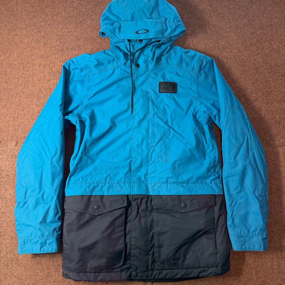 Oakley Biozone FN Dry 10K‎ Parka Mens Medium Blue B+ Snowboard Ski Jacket Hooded